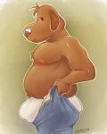  anthro butt canid canine canis chubby_belly chubby_male clothing domestic_dog duo hi_res male male/male mammal nipples pulling_up_pants sam_and_max samuel_dog underwear 