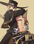  1boy abs black_gloves blonde_hair cowboy_hat fingerless_gloves gloves guilty_gear guilty_gear_strive hat highres johnny_(guilty_gear) large_belt long_sleeves looking_at_viewer male_focus mie_onion sunglasses 