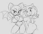  accessory amy_rose anthro bat bat_wings big_breasts big_butt big_ears big_wings bikini black_eyelashes black_eyes black_nose breasts butt cleavage closed_smile clothed clothing countershading eulipotyphlan eyelashes female glistening glistening_eyes glistening_nose hair hands_behind_head head_tuft headband hedgehog humanoid_hands mammal membrane_(anatomy) membranous_wings motion_lines mouth_closed narrowed_eyes nipple_outline one-piece_swimsuit rouge_the_bat sega short_hair side_boob small_tail small_waist smile solo sonic_the_hedgehog_(series) squidapple swimwear tail tuft wings 