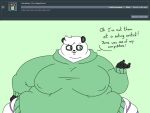  2018 4:3 5_fingers anthro ask_blog batspid2 bear big_breasts black_body black_fur black_nose blue_clothing bottomwear breasts clothing dialogue digital_drawing_(artwork) digital_media_(artwork) english_text exclamation eyebrows eyelashes female fingers flabby_arms flat_colors front_view fur giant_panda green_background green_eyes hair hoodie huge_belly love_handles mammal morbidly_obese morbidly_obese_anthro morbidly_obese_female multicolored_body multicolored_fur nipple_outline obese obese_anthro obese_female overweight overweight_anthro overweight_female panties pawpads pink_clothing simple_background sofia_(batspid2) solo text topwear two_tone_body two_tone_fur underwear white_body white_fur white_hair 