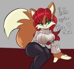  &lt;3 anthro archie_comics big_breasts breasts canid canine clothing dialogue english_text female fox hi_res mammal mature_female rosemary_prower sega sitting solo solratic sonic_the_hedgehog_(archie) sonic_the_hedgehog_(comics) sonic_the_hedgehog_(series) sweater text topwear 