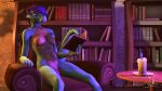  3d_(artwork) anthro blue_body blue_scales book bookshelf breasts candle colored_fire countershade_torso countershading digital_media_(artwork) dildo dildo_in_pussy dildo_insertion dildo_sitting dragon female fire furniture genitals hair hi_res inside neatnick nipples penetration purple_fire purple_hair pussy reading scales scalie sex_toy sex_toy_in_pussy sex_toy_insertion sitting small_breasts smile solo source_filmmaker tan_body tan_countershading tan_scales tongue tongue_out vaginal vaginal_penetration 