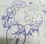  2023 accident anal anal_juice anal_juice_on_dildo anal_penetration anthro anthro_on_anthro anthro_penetrated anthro_penetrating anthro_penetrating_anthro balls bare_back big_butt blush blush_lines bodily_fluids breasts butt canid canine canis cat_tail chibi dialogue dildo dildo_in_ass dildo_insertion domestic_cat domestic_dog double_anal double_dildo double_penetration drooling duo eyewear felid feline felis female female_penetrated fingers floppy_ears fucked_silly fur genital_fluids genitals girly glasses guide_lines hi_res interspecies larger_male lu_sandwich male male/female male_penetrated mammal nerd nipples nude nude_anthro nude_female nude_male object_in_ass open_mouth pachi_(lu_sandwich) penetration pussy_juice question_mark saliva sam_(kentaro_mide) sex sex_toy sex_toy_in_ass sex_toy_insertion shorter_female size_difference sketch smaller_female taller_male thick_thighs traditional_media_(artwork) wide_hips 