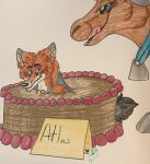  aster(atlasnaster) atlas atlasnaster bell bell_collar bovid brown_body brown_fur cake canid canine canis caprine card collar dessert duo female feral food fur hooves jackal licking licking_lips male male/female mammal orange_body orange_fur sheep size_difference tongue tongue_out 