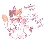  balls bell bell_collar big_balls big_penis birthday_hat butt calico_cat collar collar_only domestic_cat felid feline felis feral foreskin genitals hi_res jaspixie male mammal nude orange_eyes paws penis solo 