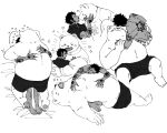  2023 anthro bear bepo blush clothing dot_eyes duo embrace eyes_closed hi_res hug human human_on_anthro interspecies kissing lying male male/male mammal minkmen_(one_piece) nekokat42 one_piece overweight overweight_male polar_bear sleeping tattoo trafalgar_law underwear ursine 