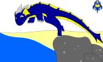  ambiguous_gender aquatic_dragon artist_umiriko dragon feral happy jumping marine pounce sea solo umiriko water 