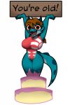  2022 anthro big_breasts biped blue_body blue_horn blue_scales blue_tail breasts brown_hair cake chrismono clothing dangs dessert english_text eyelashes female food hair happy hi_res holding_object holding_sign horn kobold multicolored_body multicolored_clothing multicolored_scales open_mouth orange_eyes pop_out_cake red_clothing scales scalie sign smile solo spiked_tail spikes spikes_(anatomy) swimwear tail text thick_thighs tongue topwear two_tone_body two_tone_clothing two_tone_scales white_clothing 