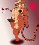  abs anthro athletic athletic_male ball_tuft balls bedroom_eyes big_butt big_penis biped butt chest_tuft claws dark_body dark_skin digitigrade_paws domestic_cat ear_piercing eyebrow_piercing facial_piercing felid feline felis genitals grieve_softpaw_(succubusbnny) hand_on_hip hi_res jewelry male mammal mane markings moobs narrowed_eyes nipple_piercing nipples nose_piercing nude penis piercing saber-toothed_tiger seductive smile stripes succubusbnny tuft 