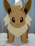  absurd_res ambiguous_gender blush brown_body brown_ears brown_fur brown_tail dipstick_tail eevee eyebrows feral front_view fur generation_1_pokemon hi_res inside looking_at_viewer markings nintendo open_mouth pokemon pokemon_(species) quadruped shadow solo tail tail_markings tongue winick-lim 