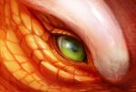  2023 ambiguous_gender artfight artfight2023 black_pupils close-up digital_media_(artwork) dragon fellfallow feral green_eyes looking_forward orange_body orange_scales plant pupils reflection scales scalie signature sky solo sun tarby_(thattrafficcone) tree 