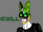  1boy cell_(dragon_ball) cosplay dragon_ball dragon_ball_z non-web_source parody perfect_cell sam_fisher sam_fisher_(cosplay) simple_background smile splinter_cell ubisoft video_game 