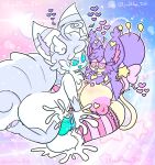  &lt;3 alolan_form alolan_vulpix alternate_color anthro balls big_balls big_breasts blue_eyes bodily_fluids breasts clitoris clitoris_piercing clothing cum cum_inside duo ejaculation female fur generation_3_pokemon genital_fluids genital_piercing genitals hair hi_res legwear lewdchuu_(artist) male male/female nintendo nipples penis piercing pink_eyes pink_nipples pokemon pokemon_(species) purple_hair regional_form_(pokemon) ribbons skitty star stockings tail white_body white_fur white_hair yellow_body 