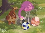  animal_focus ball commentary_request dachsbun day flamigo grass highres john_(kyoj) nacli no_humans open_mouth outdoors pokemon pokemon_(creature) shadow tree watermark 