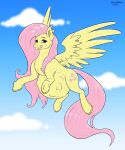  belly bulge equid equine female feral fluttershy_(mlp) friendship_is_magic hasbro horse mammal my_little_pony pegasus pony skeletalheart sky vore wings 