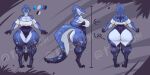  anthro big_breasts big_butt breasts butt clothed clothing curvy_figure digital_media_(artwork) dinosaur dromaeosaurid female hi_res looking_at_viewer model_sheet reptile scalie solo thecoatl034 theropod thick_thighs velociraptor watermark wide_hips 