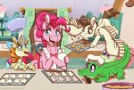  accessory alligator alligatorid apron bow_ribbon clothing crocodilian earth_pony equid equine flying friendship_is_magic group gummy_(mlp) hair_accessory hair_bow hair_ribbon hasbro hi_res hooves horn horse inuhoshi-to-darkpen mammal my_little_pony pegasus pinkie_pie_(mlp) pony pound_cake_(mlp) pumpkin_cake_(mlp) reptile ribbons scalie unicorn wings 
