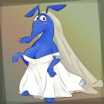  2023 aardvark anthro blush blush_lines breasts cleavage clothed clothing crossgender dress female hi_res honeymono looking_at_viewer mammal open_mouth solo the_ant_and_the_aardvark tongue veil wedding_dress wedding_veil 