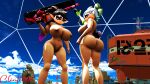  3d_(artwork) absurd_res animal_humanoid big_breasts big_butt breast_size_difference breasts bubble_butt butt butt_size_difference callie_(splatoon) cephalopod cephalopod_humanoid clintr007 curvy_figure digital_media_(artwork) duo female genitals gun hi_res holding_gun holding_object holding_weapon huge_breasts huge_butt humanoid inkling looking_at_viewer looking_back looking_back_at_viewer marie_(splatoon) marine marine_humanoid moai_statue mollusk mollusk_humanoid nintendo nude pussy ranged_weapon rifle signature sniper_rifle splatoon squid_sisters_(splatoon) voluptuous weapon weapon_on_shoulder 