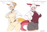  animal_humanoid belt big_breasts bottomwear breasts clothing dragon dragon_humanoid duo female hair horn humanoid kordelia_von_goldschmidt long_hair long_sleeves looking_at_viewer monster_girl_(genre) portrait randomtanstudio red_ears red_horn red_tail ryu_(randomtanstudio) shirt shorts sibling_(lore) sister_(lore) sisters_(lore) standing tail thick_thighs three-quarter_portrait tight_clothing topwear white_clothing white_shirt white_topwear wide_hips yellow_ears yellow_eyes yellow_horn yellow_tail 