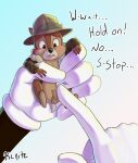  absurd_res anthro balls blush bottomless chip_(disney) chipmunk clothed clothing disney erection genitals ground_squirrel hat headgear headwear hi_res holding_character kcnite male mammal penis rodent sciurid touching_penis 