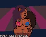  anthro big_breasts big_ears big_tail breasts brown_body button_nipples curvy_figure digital_media_(artwork) doll doll_(pointless_circle) female fluffy fluffy_tail front_view hair long_hair nipple_piercing nipples nude patch_(fabric) piercing pixel_(artwork) pointless_circle purple_hair simple_background solo tail thick_thighs voluptuous wide_hips 