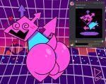  aliasing anus anus_peek backsack balls big_butt blush butt butt_focus city darkner deltarune discord_(app) genitals geometric_background grid_background hi_res male pattern_background peludoburro pink_body presenting presenting_hindquarters simple_background solo spiral_eyes undertale_(series) virovirokun 