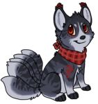  2013 5_tails alpha_channel ambiguous_gender bluekyokitty canid canine digital_drawing_(artwork) digital_media_(artwork) digitigrade ear_tuft feral flat_colors fox full-length_portrait fur grey_body grey_fur grey_inner_ear grey_nose kerchief low_res mammal markings multi_tail neckerchief pattern_kerchief pattern_neckerchief paws plaid_kerchief plaid_neckerchief portrait red_body red_ear_tufts red_eyes red_fur red_kerchief red_markings red_neckerchief sebdoggo simple_background sitting smile solo striped_body striped_fur stripes tail transparent_background tuft 