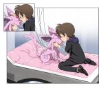  bed duo eeveelution espeon eudetenis female furniture generation_2_pokemon hi_res human kissing machine male mammal nintendo pokemon pokemon_(species) 