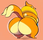  2_tails ambiguous_gender anthro big_butt butt butt_markings exposed_butt floaty floatzel fur generation_4_pokemon hi_res holding_torso huge_butt inflatable looking_back mammal markings multi_tail nintendo orange_body orange_fur overweight pokemon pokemon_(species) rear_view simple_background smokey_blokey solo tail tan_body tan_fur thick_thighs wide_hips 