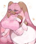  anthro big_breasts big_ears blissey blush blush_lines bracelet breasts brown_body brown_fur clothed clothing eyelashes eyewear female fur generation_2_pokemon generation_4_pokemon glasses hair hand_on_breast hi_res huge_breasts hybrid jewelry lopunny melissa_(sparkingyagi) nintendo open_mouth pink_clothing pink_hair pokemon pokemon_(species) purple_eyes smile smiling_at_viewer solo tail thick_thighs usa37107692 