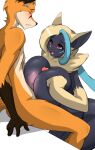  anthro anthro_on_anthro big_breasts breast_play breasts canid canine female fox generation_7_pokemon genitals huge_breasts jludragoon legendary_pokemon male male/female mammal nintendo nipples penis pokemon pokemon_(species) sex titfuck zeraora 