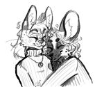  african_wild_dog anthro canid canine clothed clothing digital_media_(artwork) duo eyes_closed felid feline female fur hair likaoni.jpg lilka mammal pistacja serval sketch smile spots 