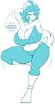  absurd_res anthro beauty_mark belly big_belly big_breasts blue_and_white blush bottomwear bra breasts canid canine canis chubby_anthro clothing curvy_figure domestic_dog english_text exercise female gym_bottomwear gym_clothing gym_shorts hi_res huge_breasts mammal mature_female monochrome mother_(lore) obese obese_female ophelia_aradelle_(uberquest) overweight overweight_female parent_(lore) potbelly shiba_inu shorts skidd solo spitz sports_bra text thick_thighs uberquest underwear webcomic wide_hips workout 