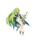  1girl :d absurdres breasts circlet cleavage cleavage_cutout clothing_cutout cosplay dress elbow_gloves elira_pendora full_body gloves green_hair highres holding holding_sword holding_weapon long_hair looking_at_viewer mythra_(xenoblade) mythra_(xenoblade)_(cosplay) nijisanji nijisanji_en open_mouth orange_eyes simple_background smile solo sword thigh_strap tsukinaga very_long_hair virtual_youtuber weapon white_background white_dress white_footwear white_gloves xenoblade_chronicles_(series) xenoblade_chronicles_2 