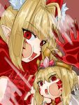 2girls :o absurdres against_glass ahoge animal_ears asymmetrical_gloves braid claws crown fate/extra fate/grand_order fate_(series) french_braid gauntlets hair_intakes halterneck highres looking_at_viewer multiple_girls nero_claudius_(fate) open_mouth pointy_ears queen_draco_(beast_vi/s)_(fate) queen_draco_(fate) red_eyes steamingtofu 