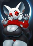  2023 5_fingers anthro bat bat_wings big_breasts breasts cleavage clothed clothing digital_media_(artwork) don_ko ear_piercing eyelashes fangs female fingers hair hi_res looking_at_viewer mammal membrane_(anatomy) membranous_wings moon nipple_outline piercing red_eyes rouge_the_bat sega solo sonic_the_hedgehog_(series) teeth text thick_thighs url vampire white_hair wings 