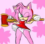  accessory amy_rose anthro bracelet clothed clothing clothing_lift dress dress_lift eulipotyphlan female gloves green_eyes hair_accessory hairband hammer handwear hedgehog hi_res jewelry mammal one_eye_closed panties pink_eyes sega solo sonic_the_hedgehog_(series) tools underwear xero-j 