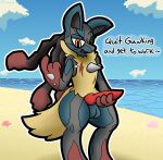  absurd_res animal_genitalia animal_penis anthro balls beach beckoning blue_body blue_fur blue_sky canine_genitalia canine_penis cloud command dialogue dominant english_text erection fur generation_4_pokemon genitals gesture grey_body grey_fur grin half-closed_eyes hi_res holding_penis horizon inviting knot looking_at_viewer lucario male mega_evolution mega_lucario multicolored_body multicolored_fur narrowed_eyes nintendo nude orange_eyes outside penis pokemon pokemon_(species) scar sea seaside shoreline sky smile smug smug_face sneavile solo speech_bubble spikes spikes_(anatomy) talking_to_viewer teasing text two_tone_body two_tone_fur water 