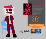  anthro beleth_(floraverse) cat_demon chair disco_elysium domestic_cat felid feline felis floraverse furniture gameplay_mechanics low_res mammal solo webcomic 