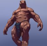 2019 abs anthro biceps bottomwear clothed clothing grin licking licking_lips loincloth loincloth_only looking_at_viewer low-angle_view male manly movd muscular navel pecs reptile scalie shirtless simple_background smile solo tongue tongue_out topless triceps 