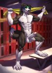  anthro border_collie canid canine canis collie domestic_dog erection genitals herding_dog humanoid_genitalia humanoid_penis locker_room looking_at_viewer male mammal mason_(trivolmckenley) muscular muscular_male pastoral_dog penis sheepdog solo unknown_artist 