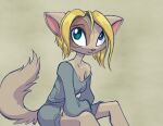  absurd_res aged_up anthro blonde_hair david_lillie dreamkeepers female fur hair hi_res paige_(dreamkeepers) simple_background solo tail tan_body tan_fur 
