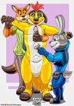  absurd_res after_transformation bound canid canine disney encasement fox glue glued goo_(disambiguation) hi_res judy lagomorph latex leporid mammal mascot nick_(disambiguation) rabbit the_lion_king timon timon_and_pumbaa transformation xedryk zipper zootopia 