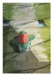  border bulbasaur claws commentary day english_commentary flower highres leaf momota_pix no_humans outdoors path pokemon pokemon_(creature) red_eyes red_flower shade shadow stone_walkway white_border 