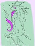  anthro apode black_sclera curved_horn draconcopode female fin glistening glistening_body glistening_skin goo_creature horn legless long_tongue marine melty mesh_(xaseiresh) purple_eyes purple_tongue scales scalie serpentine simple_background smooth_horn smooth_skin solo tongue tongue_out xaseiresh 