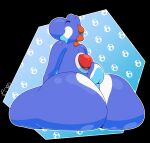  2022 ambiguous_gender anthro big_butt biped blue_yoshi butt digital_media_(artwork) hi_res huge_butt hyper hyper_butt mario_bros nintendo nude rear_view simple_background sitting smile solo thelewdshi thick_thighs wide_hips yoshi 
