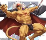  abs amon-sydonai anthro balls bancholeomon bandai_namco clothing digimon digimon_(species) felid genitals hi_res lion male mammal muscular muscular_anthro muscular_male nipples pantherine pecs scar solo underwear x_scar 