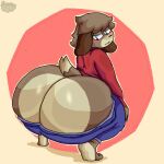  animal_crossing anthro big_butt blush butt canid canine canis clothed clothing digby_(animal_crossing) domestic_dog hair hi_res huge_butt male mammal nintendo shih_tzu solo toy_dog yoshuacomoyoshu 