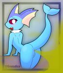  absurd_res anthro anus butt eeveelution fart fart_cloud fart_fetish female generation_1_pokemon genitals grossdice hi_res nintendo pokemon pokemon_(species) presenting presenting_hindquarters pussy rear_view solo vaporeon wet 